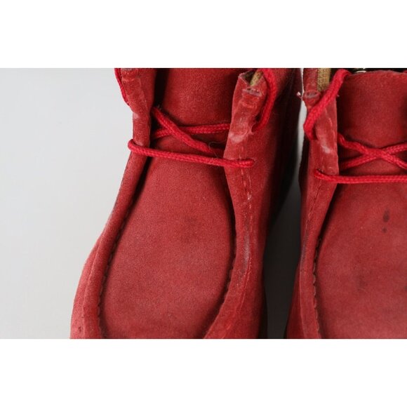 Vintage 90s Streetwear Mens 8 Distressed Suede Leather Moc Chukkas Boots Red main image 10